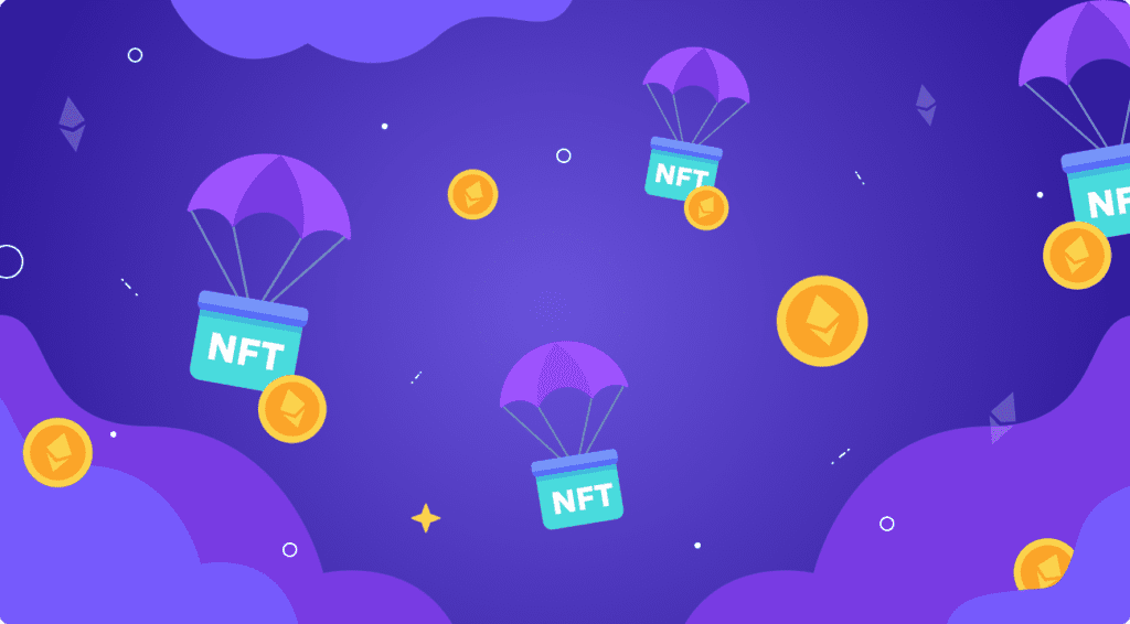 NFT airdrops and coins falling from the sky