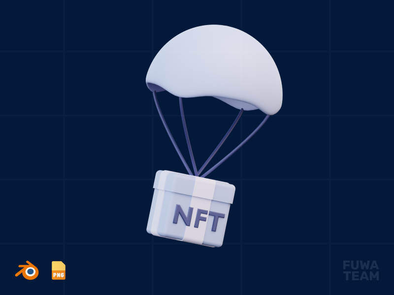 3D render of an NFT airdrop