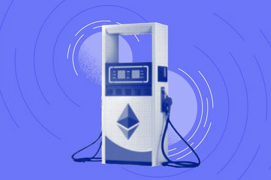 gas pump with the Ethereum logo in it
