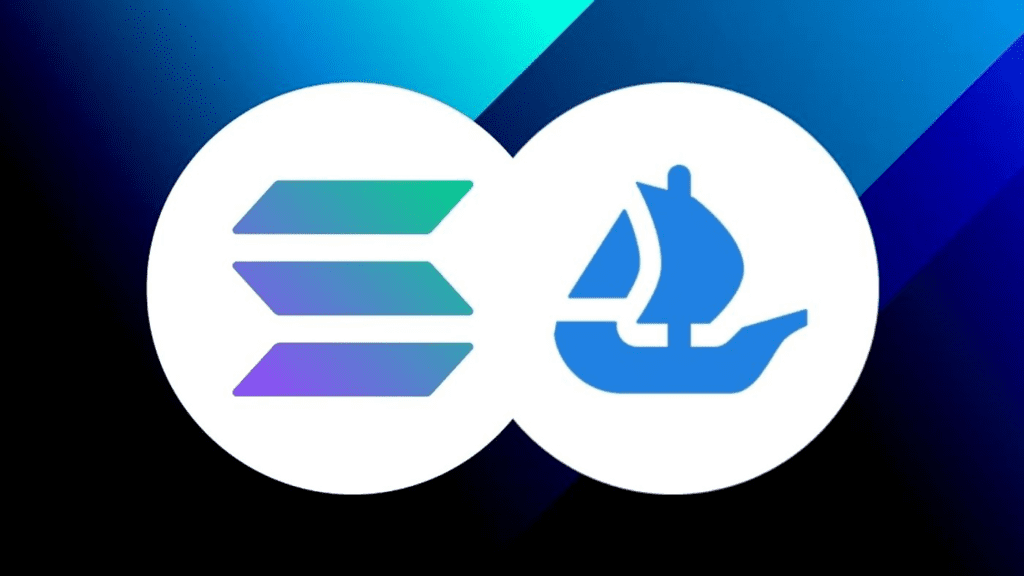 logos of OpenSea and Solana