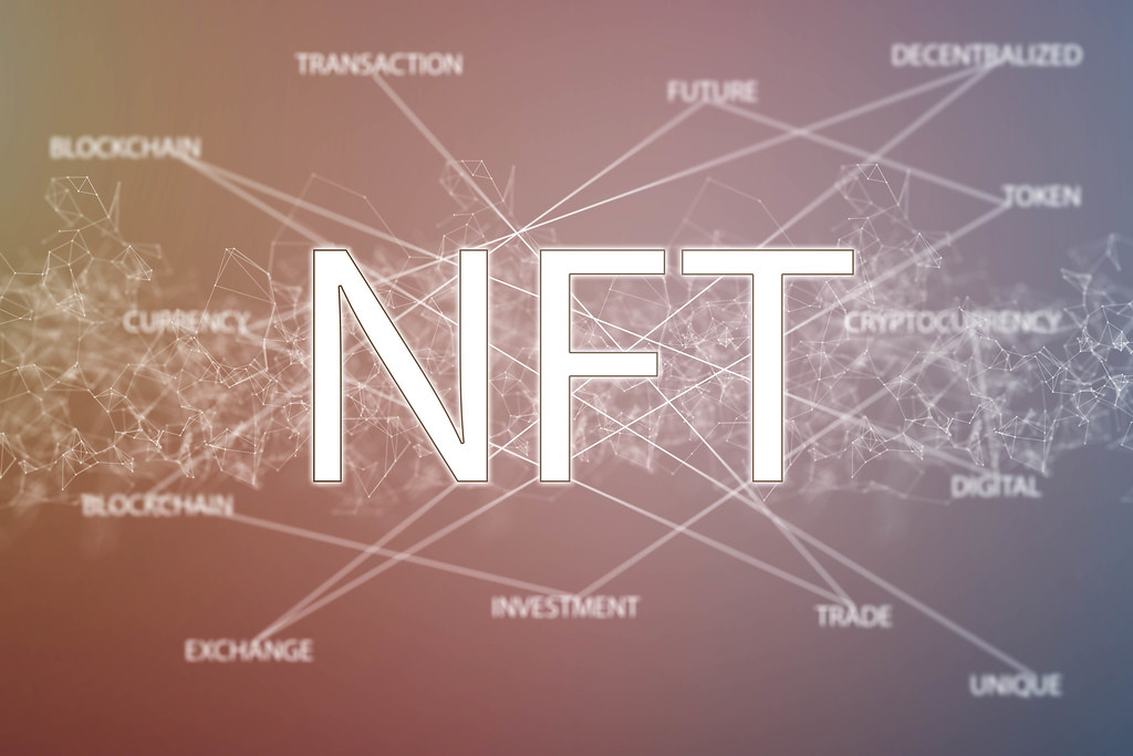 nft logo with lettering around -blockchain, future, token, cryptocurrency, trade, unique, investment and other