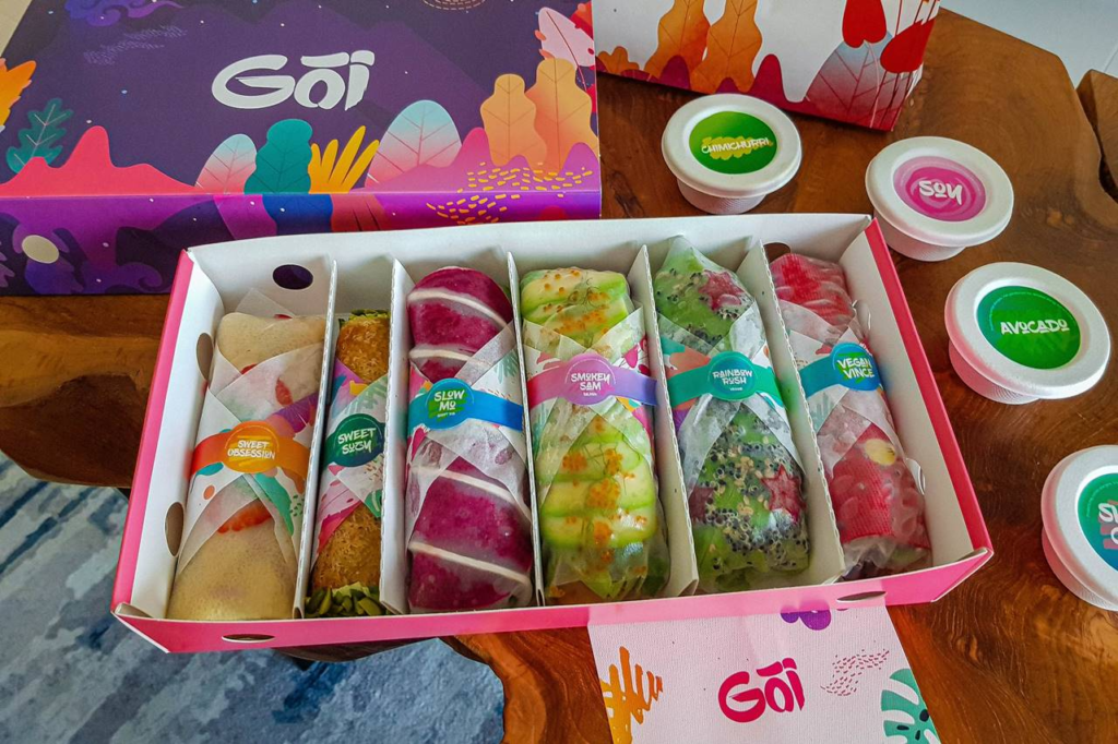 A box of Goi summer rolls