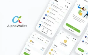 AlphaWallet logo and how it looks on phones
