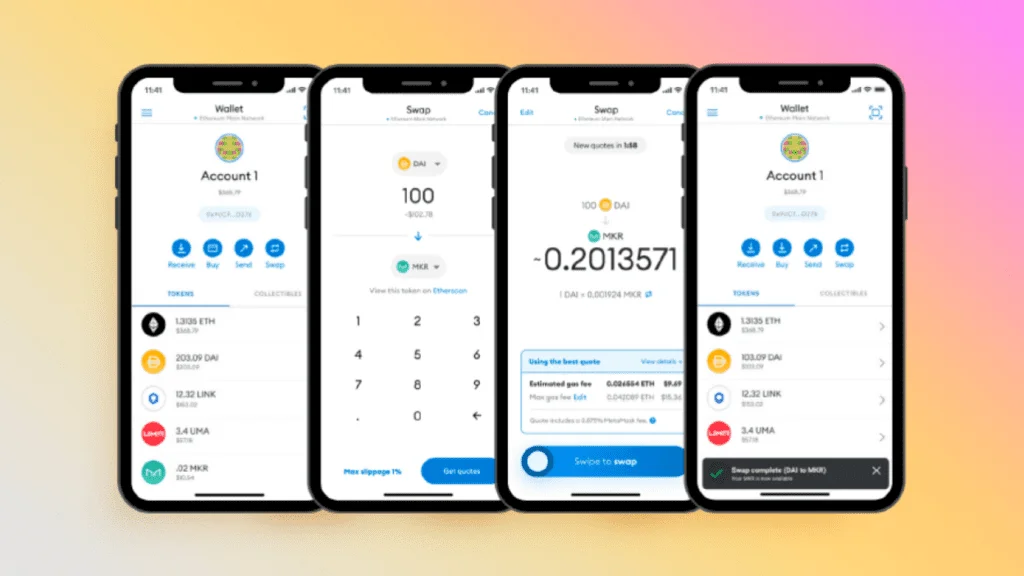 Example of a mobile crypto wallet