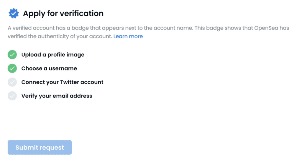 OpenSea Verification Process
