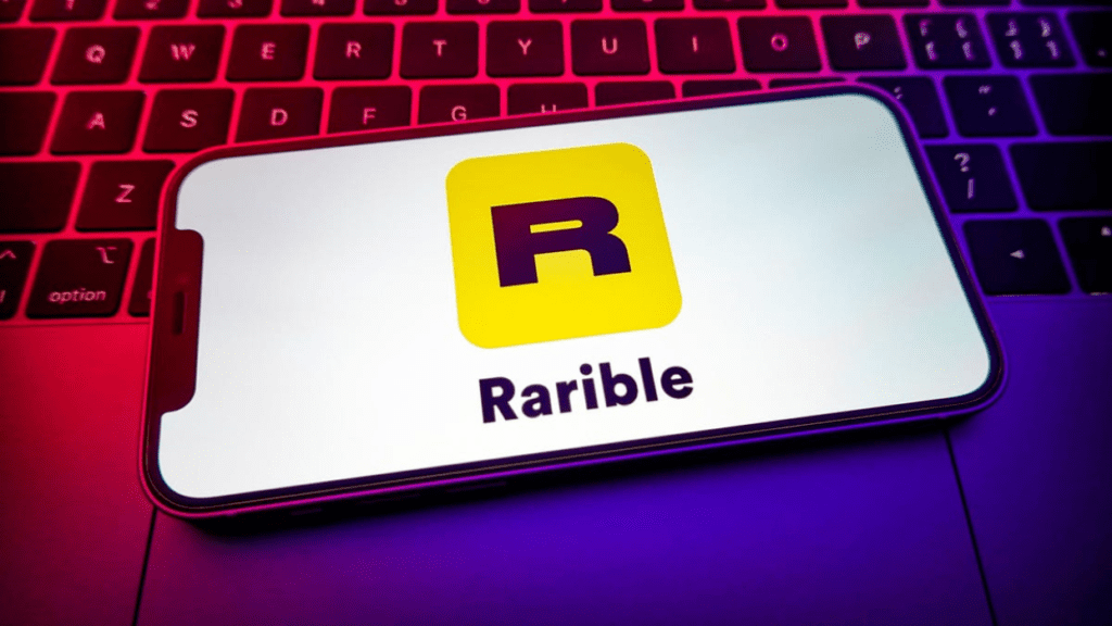 Rarible logo on a smartphone