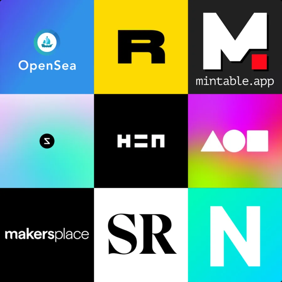 Several NFT marketplace logos