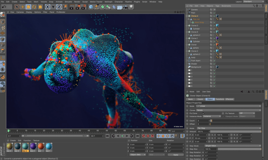 screenshot from Cinema 4D interface