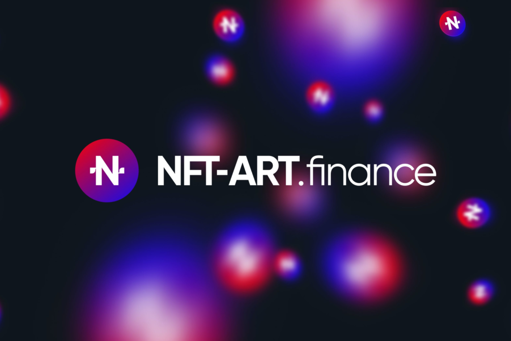 image showing NFT Art Finance logo along with blured symbols from the brand in the background