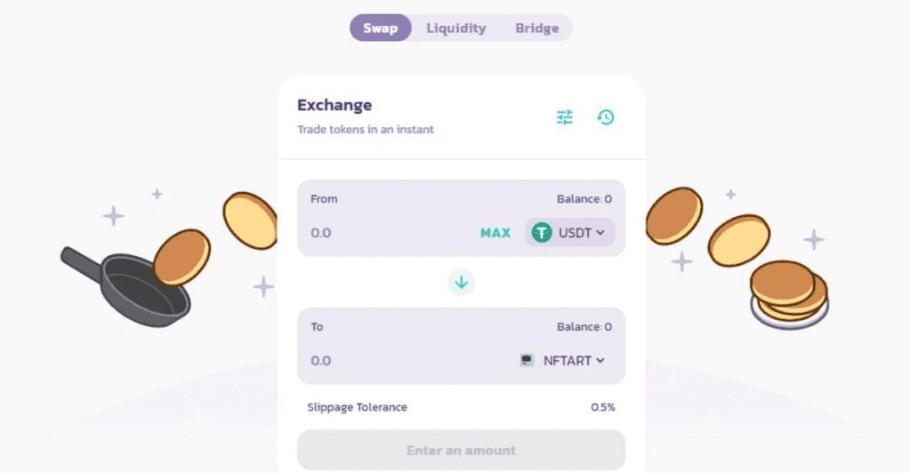 screenshot from the token swap screen on binance