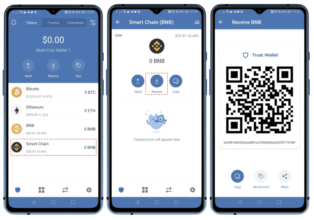 screenshot from the trustwallet app