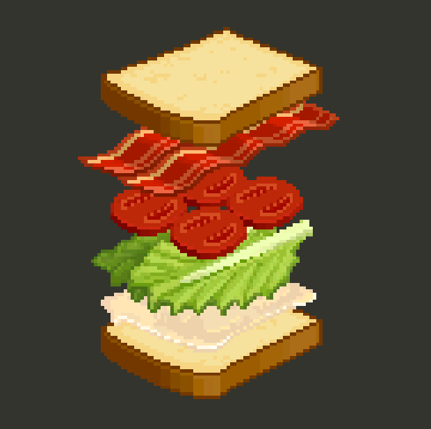 A sandwich with bacon, tomate, and lettuce