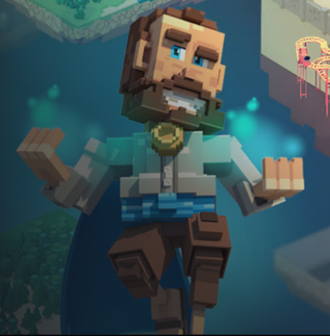 A voxel-based character in The Sandbox metaverse