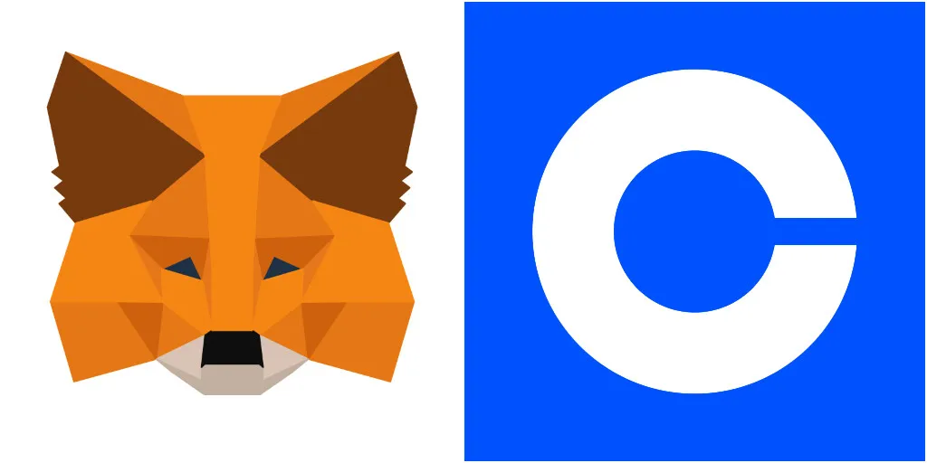 Metamask and Coinbase logos