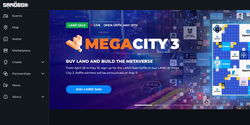 The Sandbox main page and Mega City 3 presentation