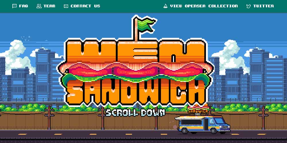 Wen Sandwich main page and the truck delivering the food