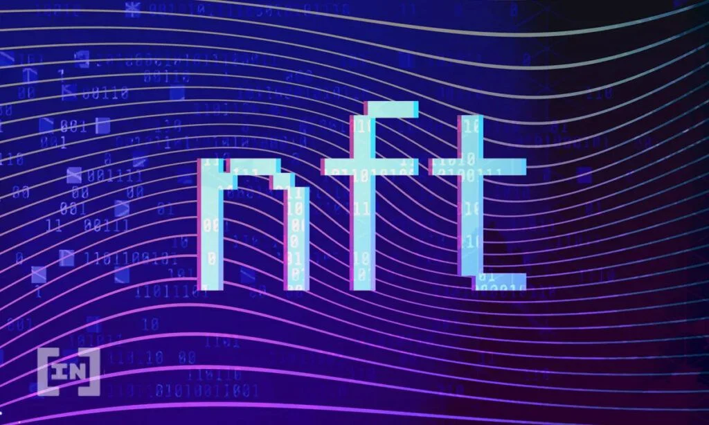 picture showing the text NFT in the middle along with binary numbers appearing on the background