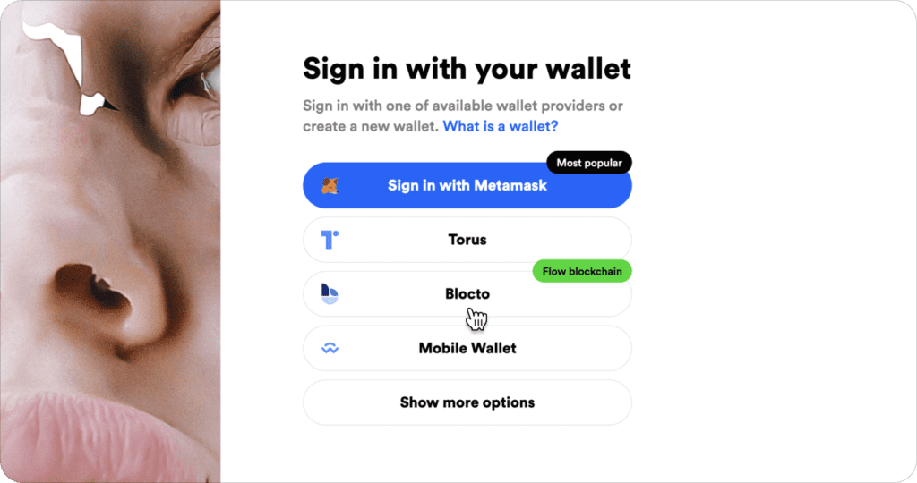 screenshot from the wallet connection section or rarible showing multiple options that can be linked