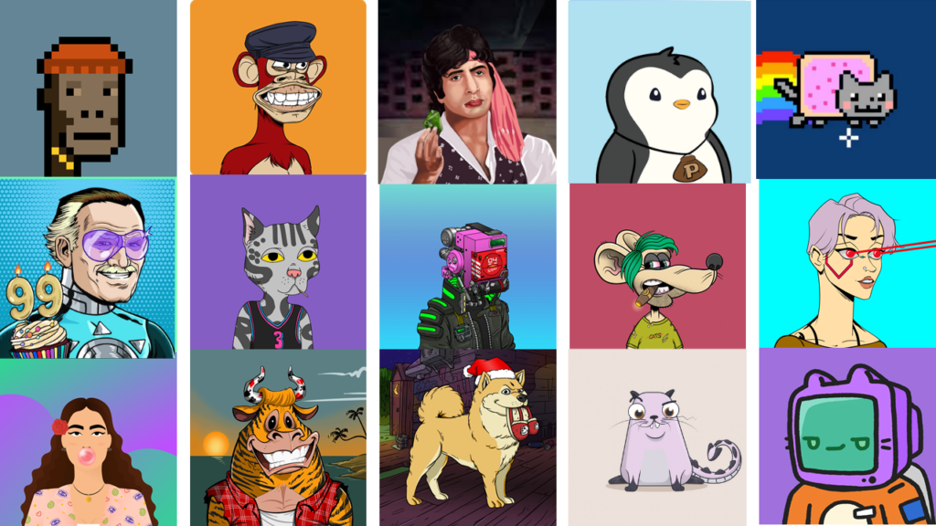 Popular PFP NFTS from various NFT artists